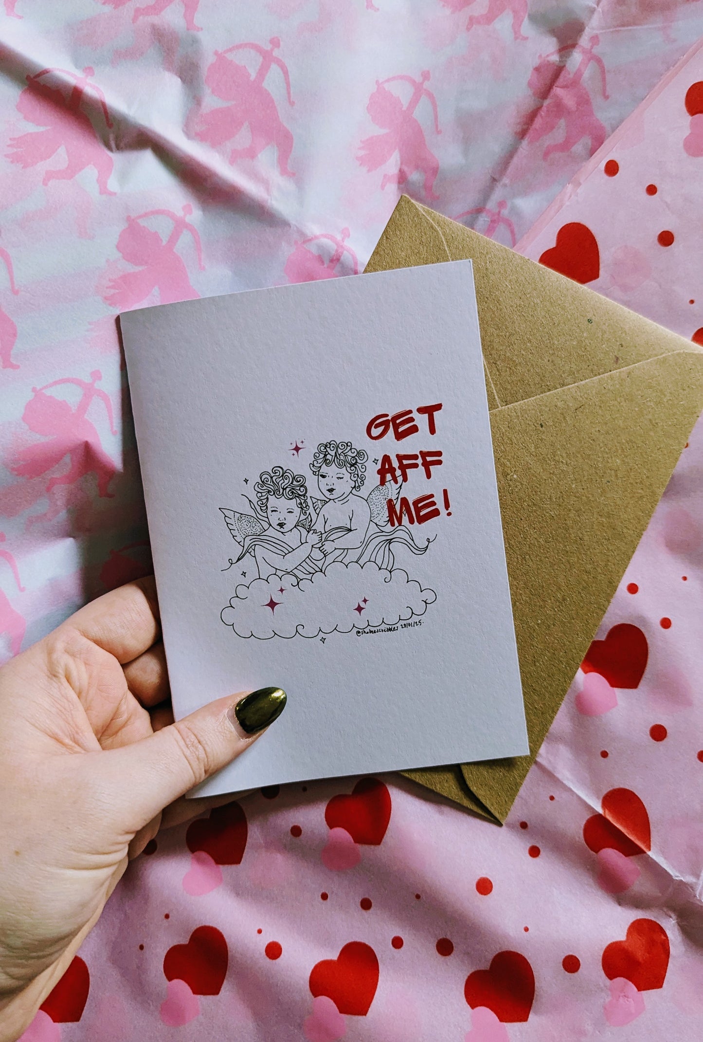 A6 'Get Aff Me' Cherubs Greeting Card