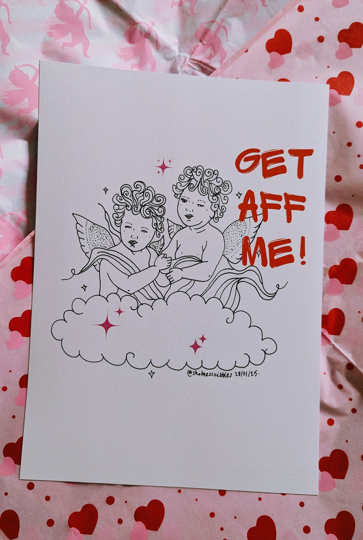 A4 'Get Aff Me' Cherubs Print