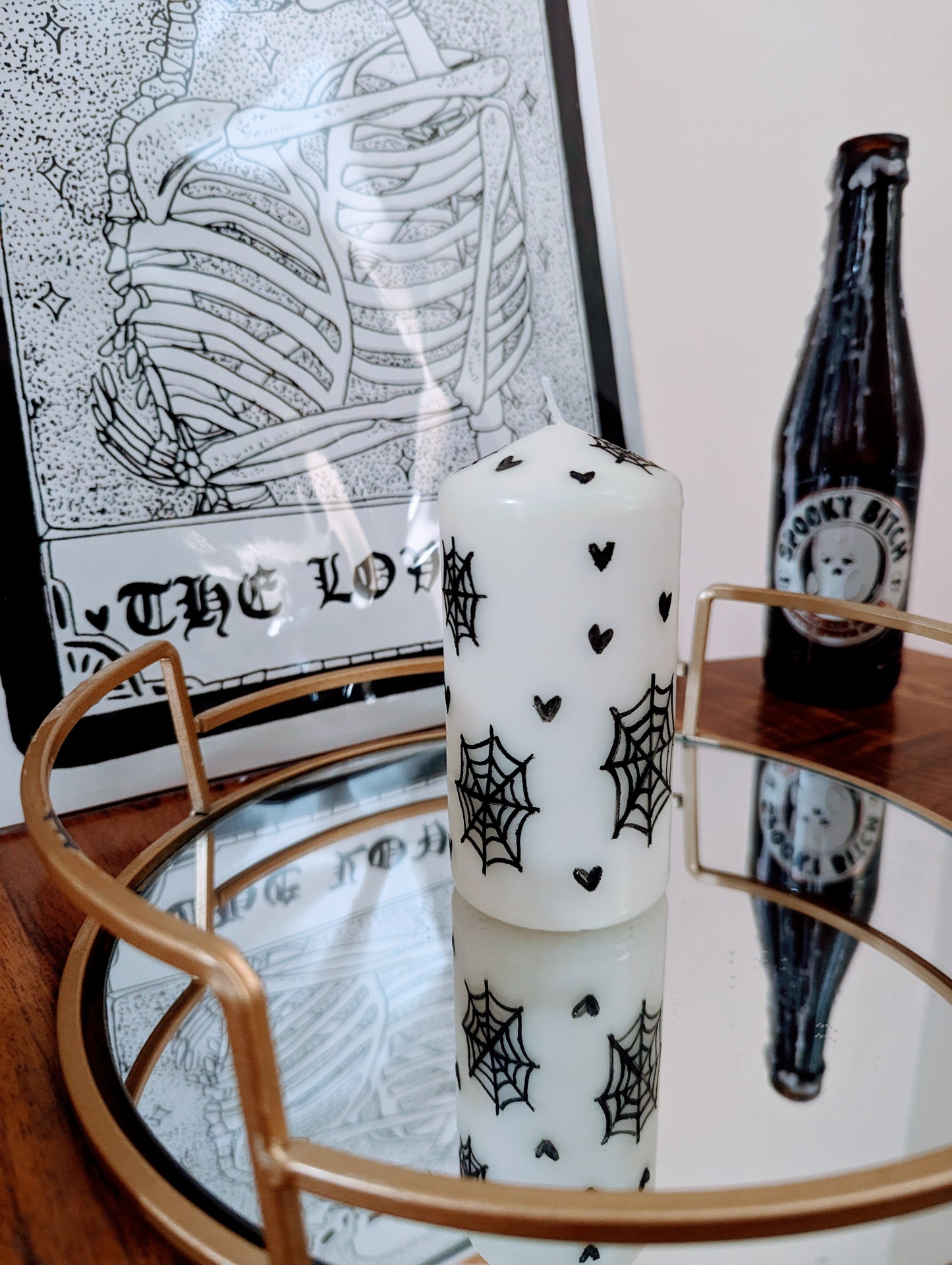 Hand Painted Set of Spooky Pillar Candles