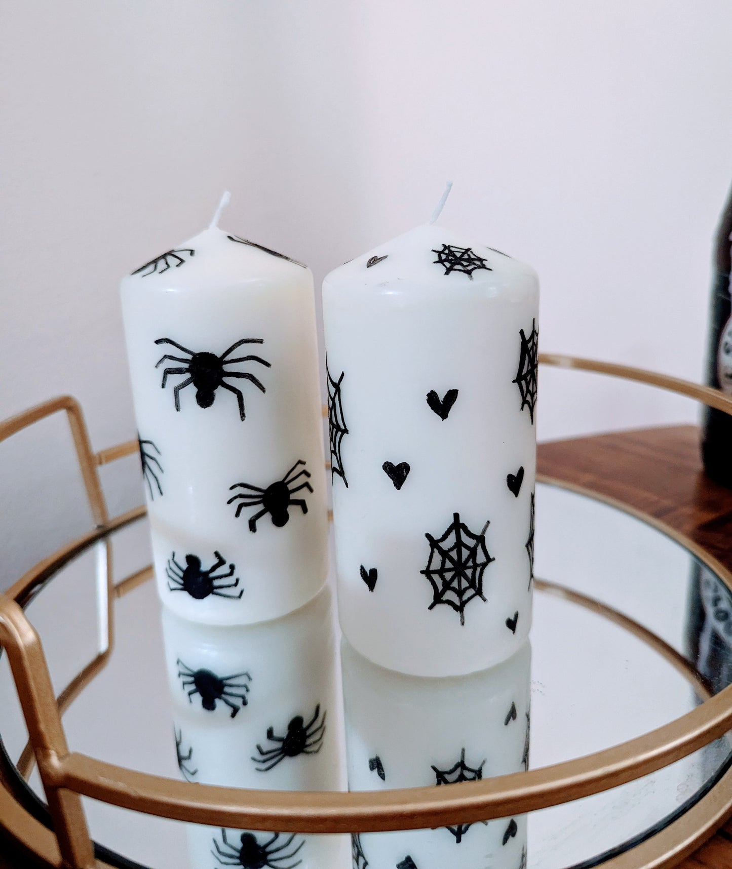 Hand Painted Set of Spooky Pillar Candles