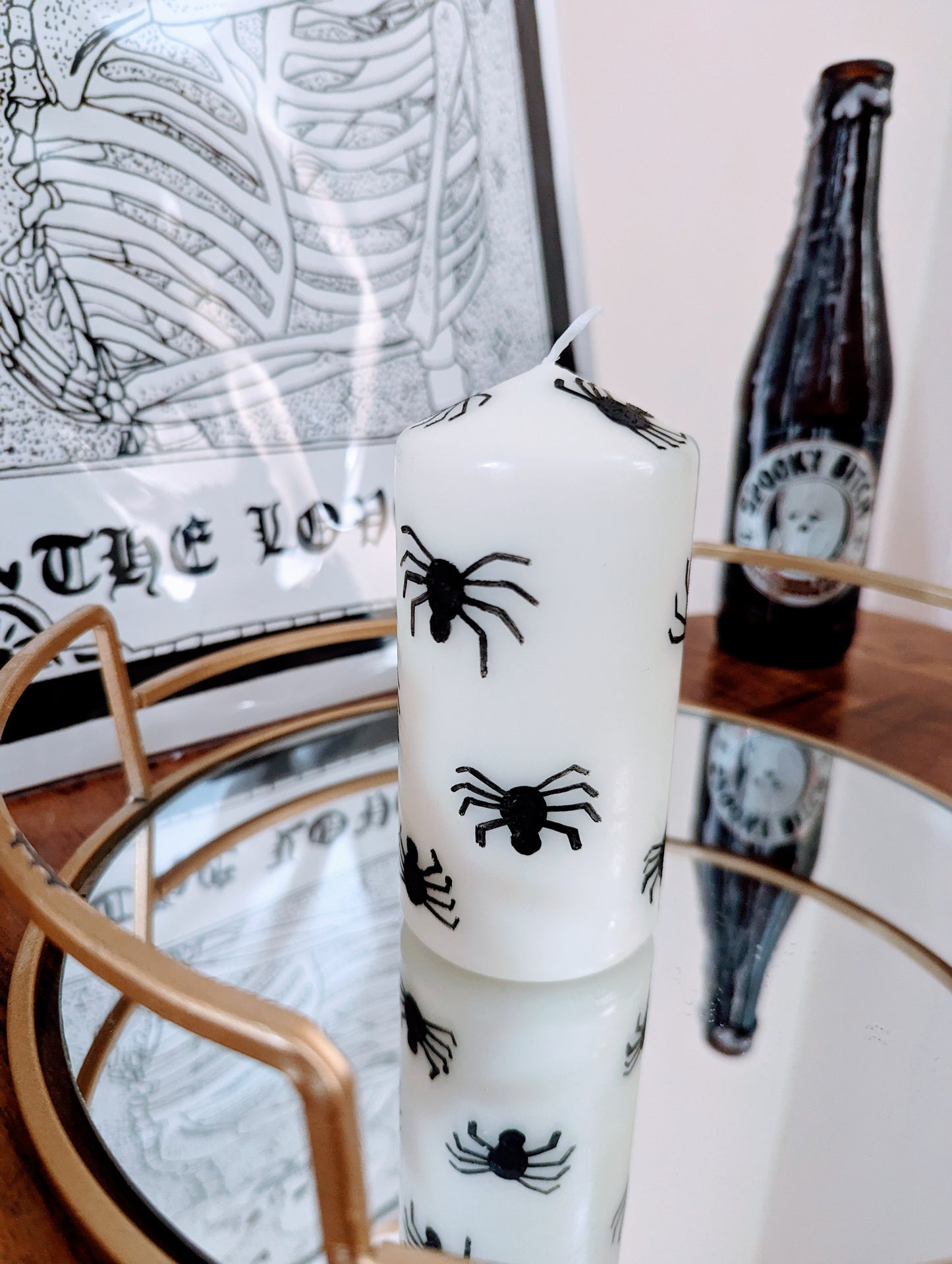 Hand Painted Set of Spooky Pillar Candles