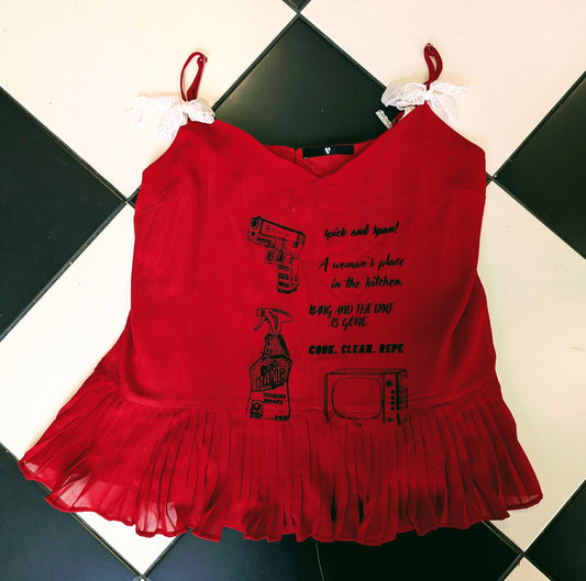 SEEING RED Vest Top with Bows - Size 16