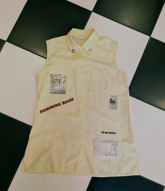 LEMON DROPS & RAGE Button Up Sleeveless Shirt