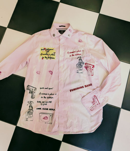 BLEACHED KISSES Baby Pink Oversized Shirt - Size L