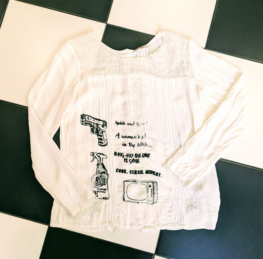BUTTONED UP THE BACK White Blouse - Size 12