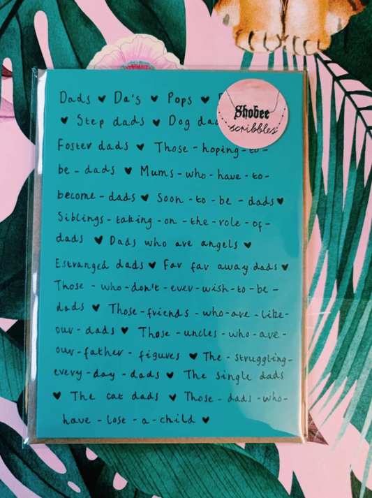 5 x 7 Teal Father's Day Greeting Card