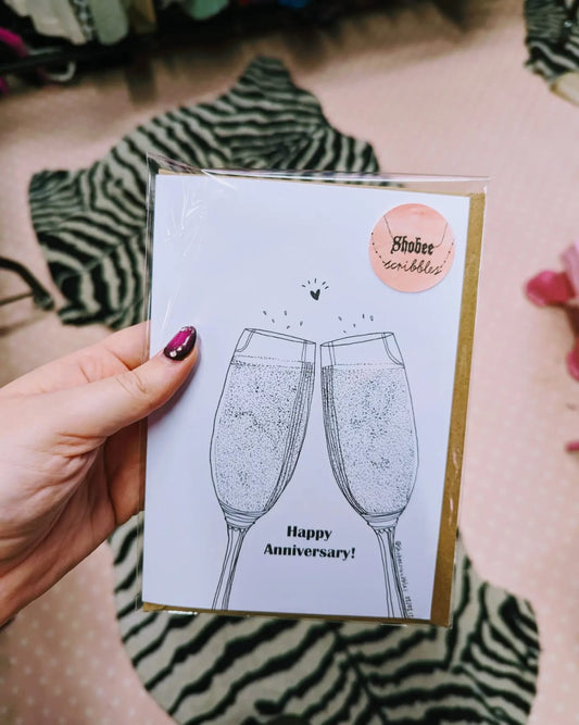 5 x 7 'Happy Anniversary' Champagne Clink Greeting Card